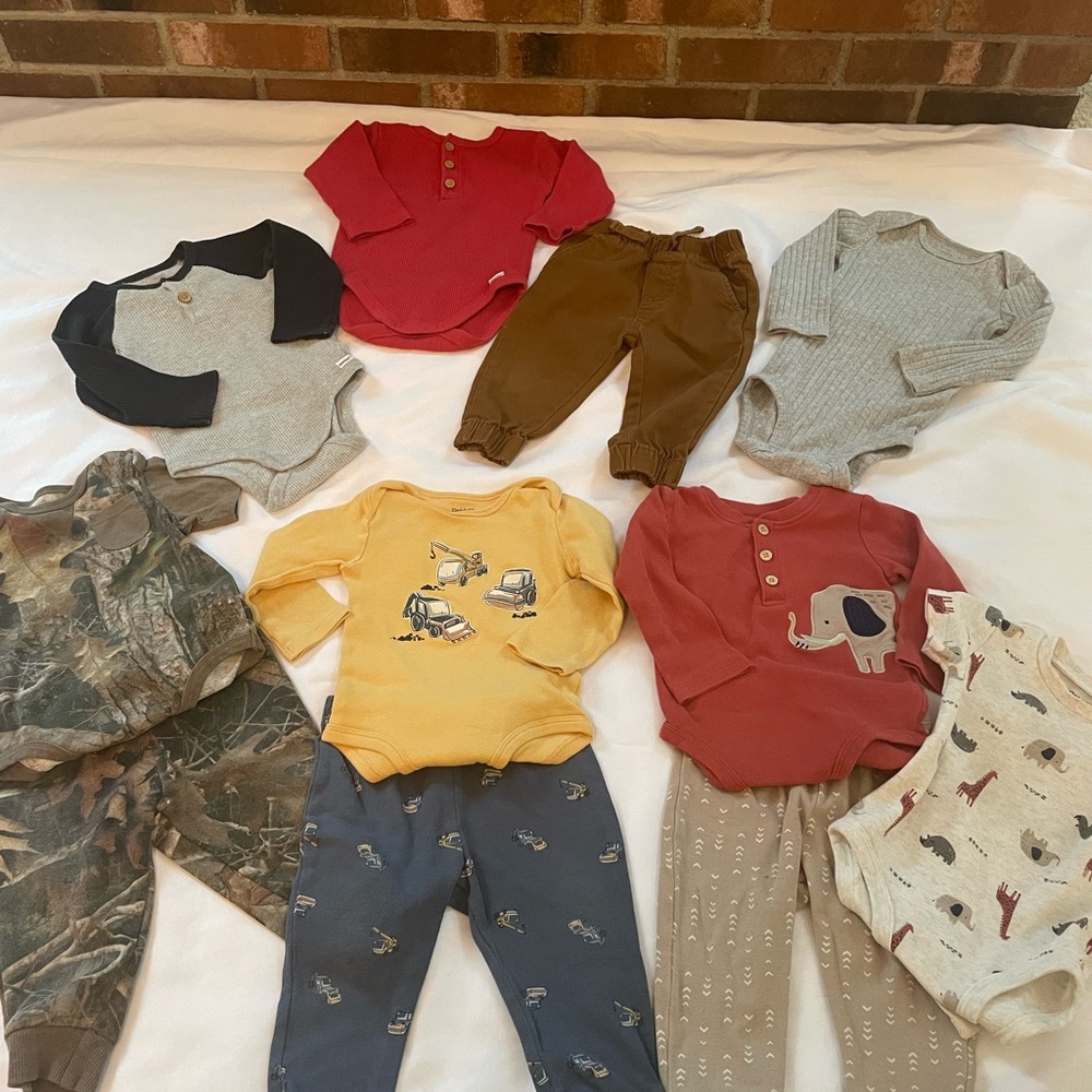 Baby‎ Clothing Set with Animal, Camo, and Vehicle Prints, Size 12 months